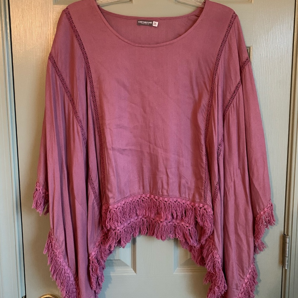 Rustic purple poncho style shirt